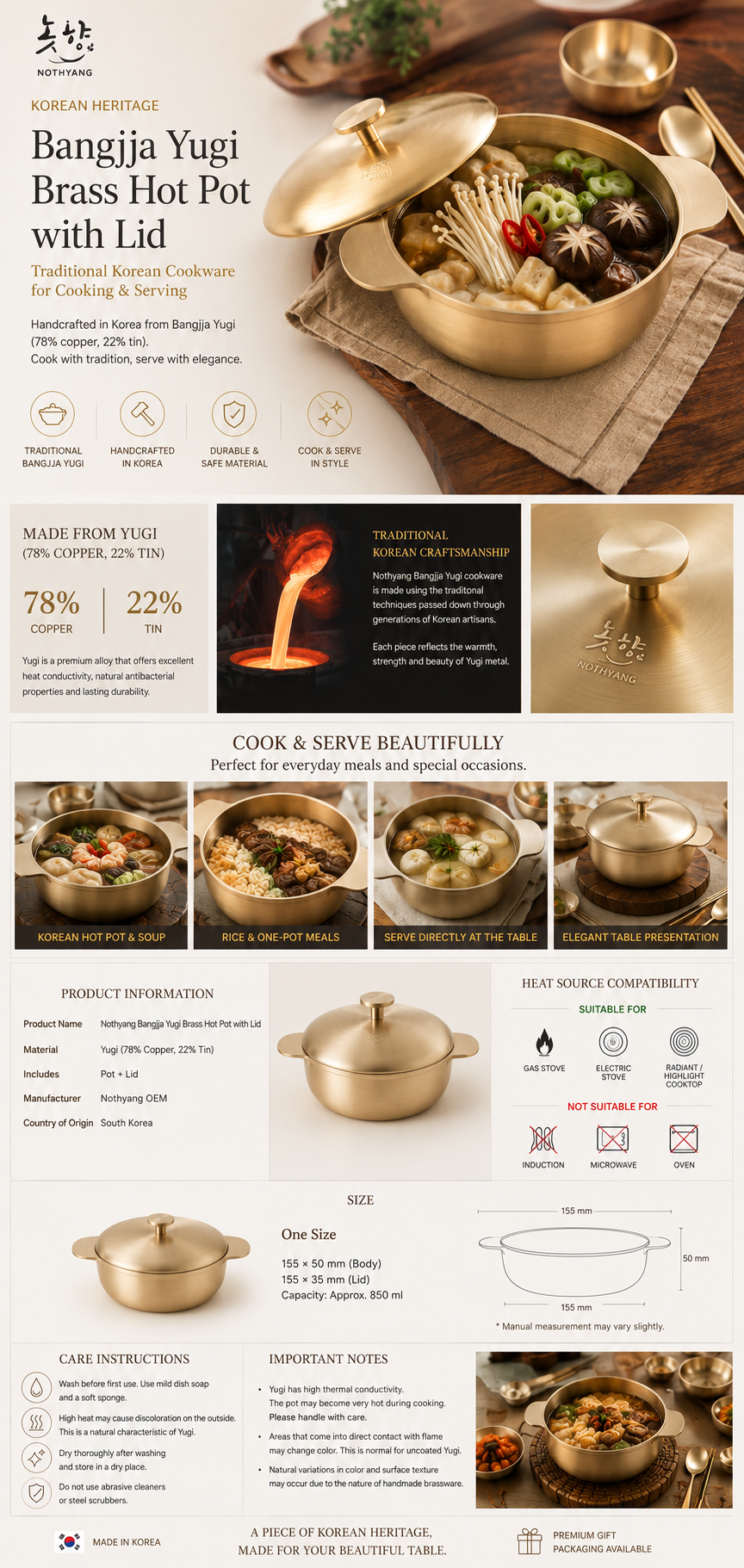 Korean Yugi brass plating dish with modern food presentation