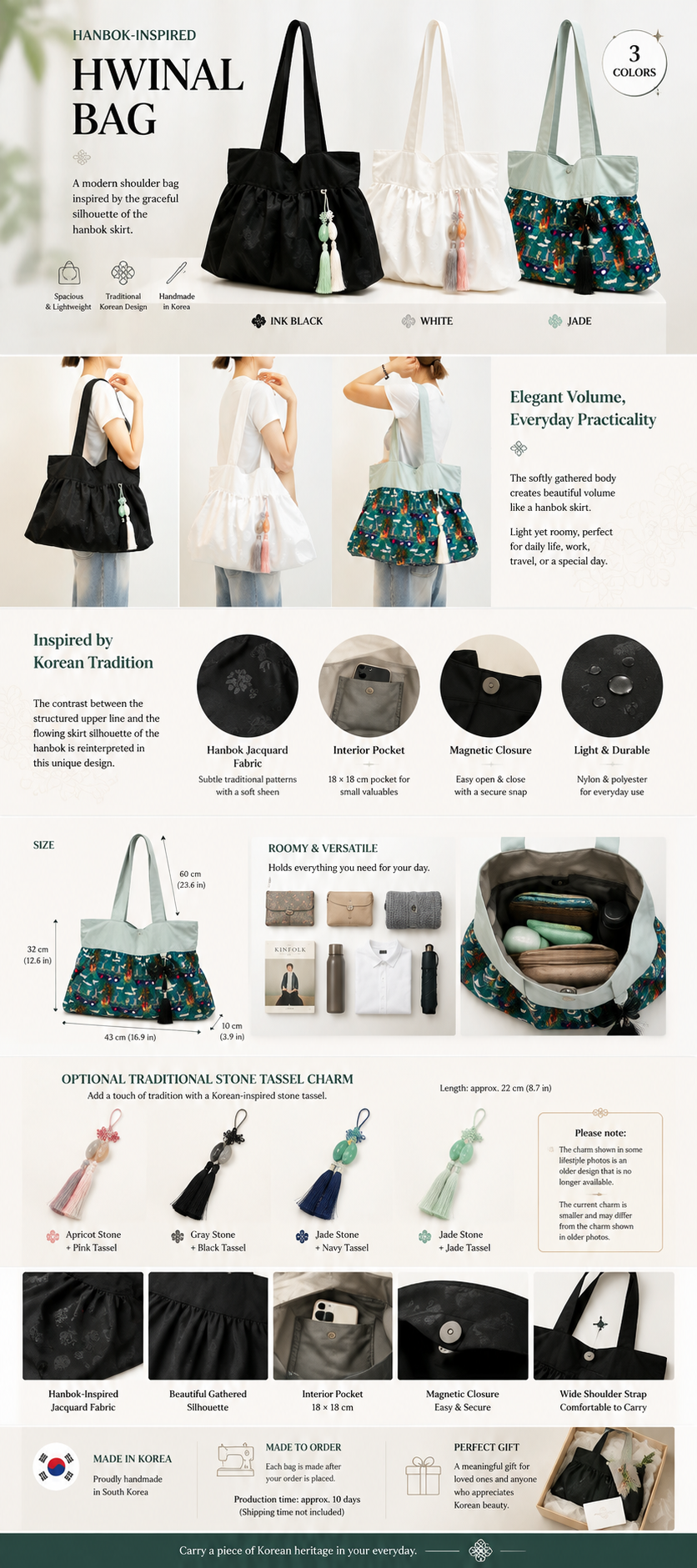 Korean Hanbok Skirt Shoulder Bag | Handmade Traditional-Inspired Tote