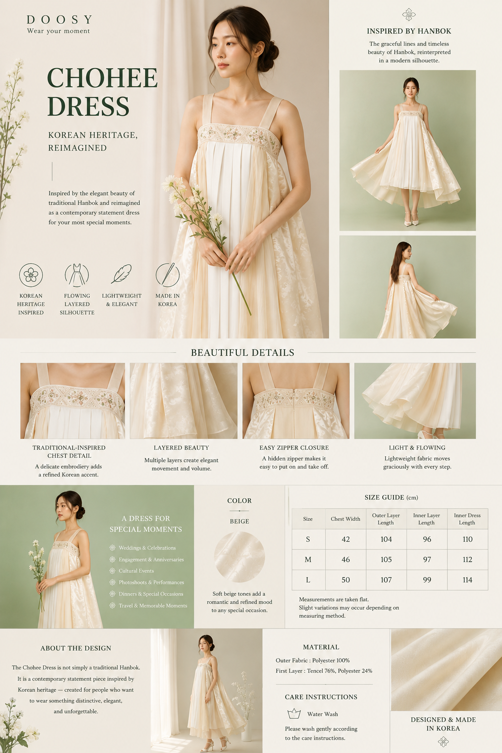 Unique Korean inspired occasion dress with flowing layered silhouette