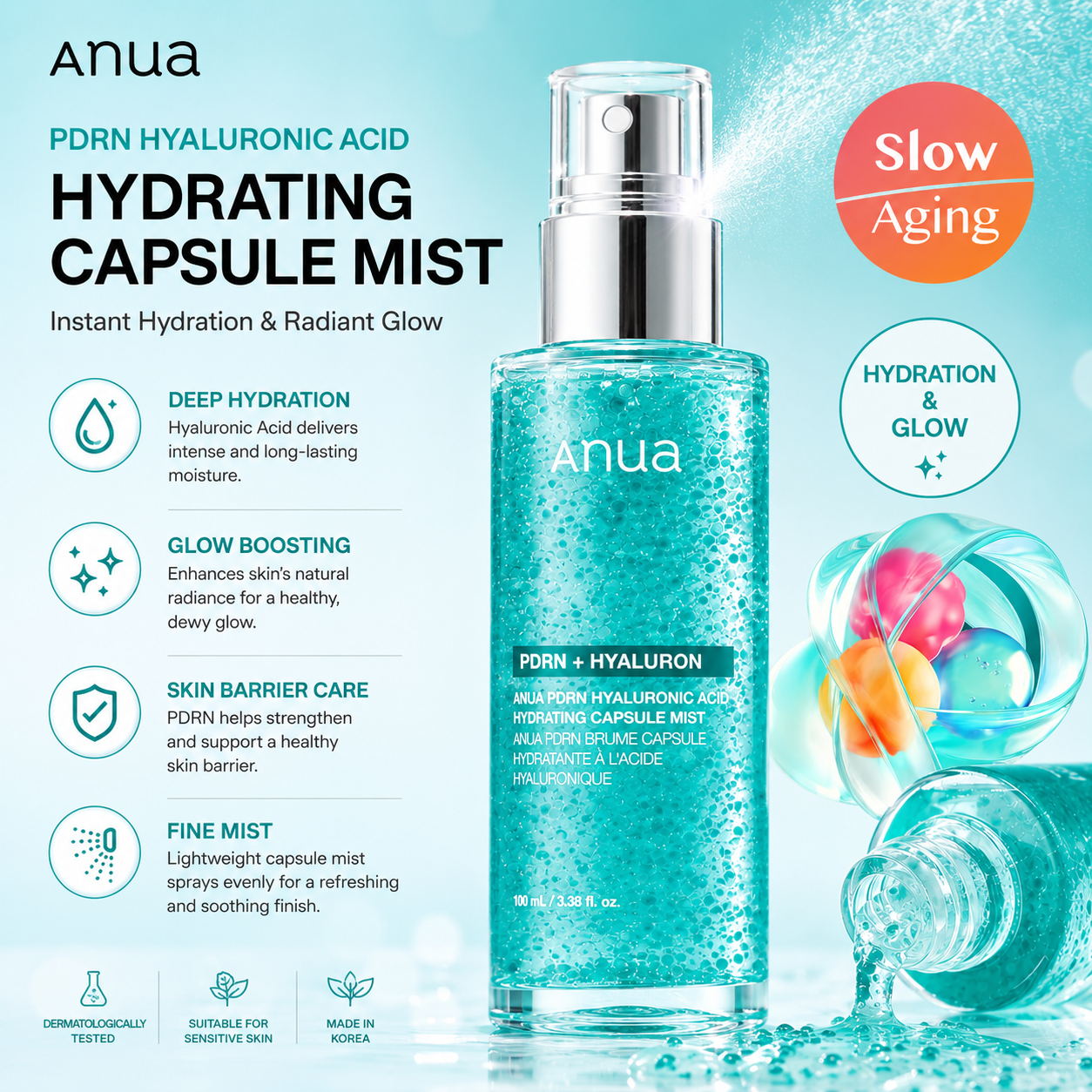Anua PDRN Hyaluronic Acid Hydrating Capsule Mist 100ml