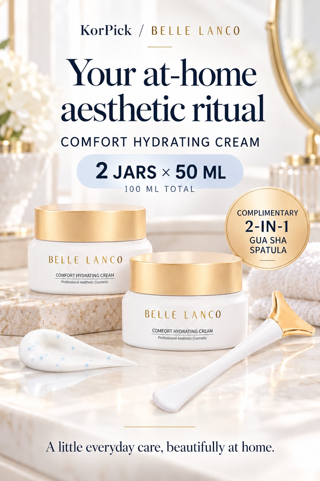 BELLE LANCO Comfort Hydrating Azulene Cream Duo | 2 × 50 ml + Complimentary Gua Sha Spatula