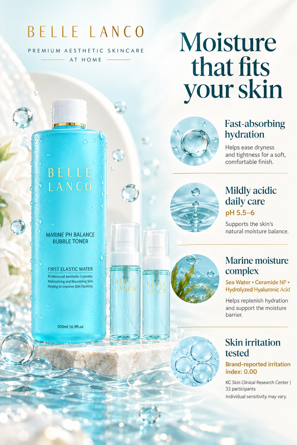 BELLE LANCO Marine pH Balance Bubble Toner Duo – 2 × 500ml