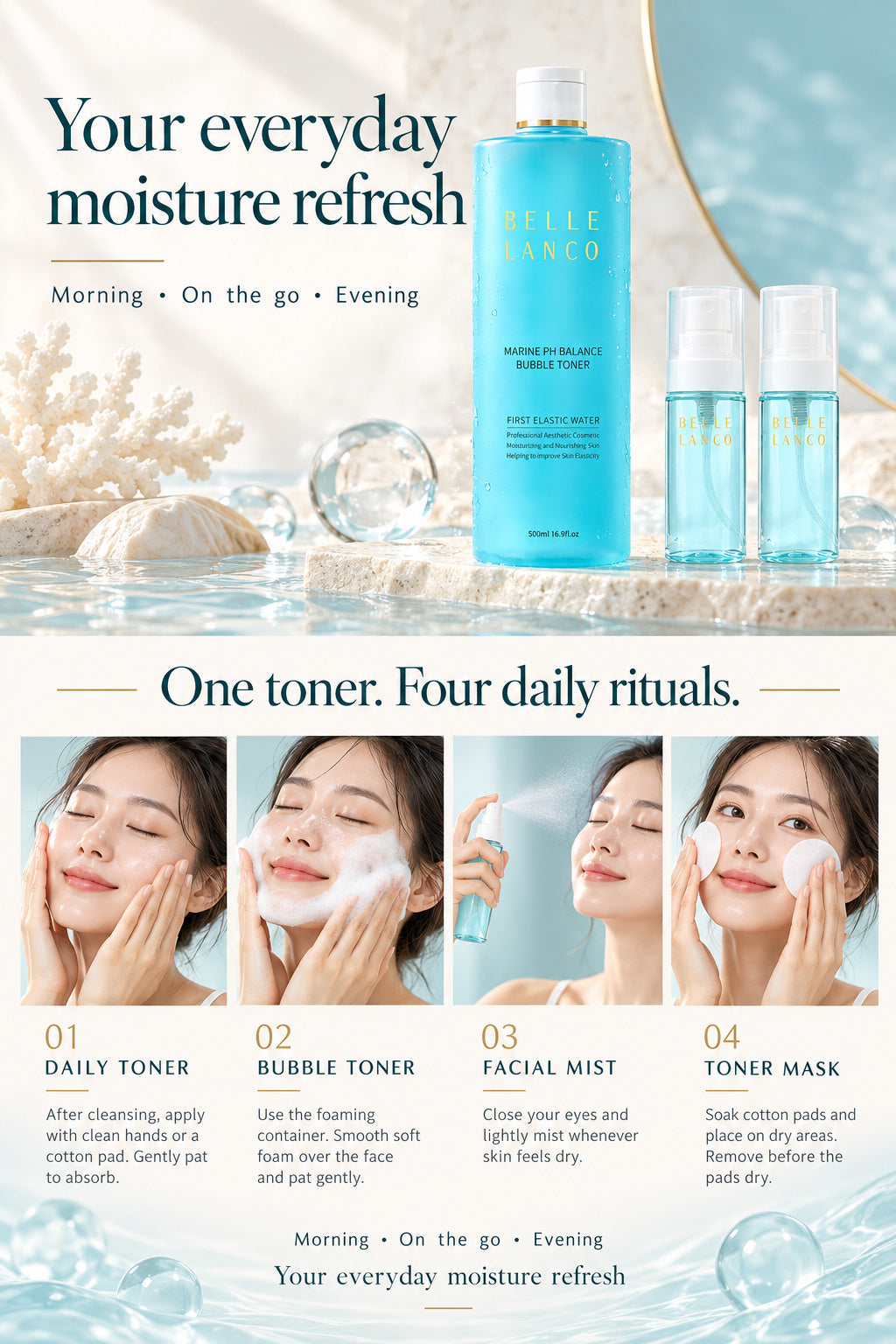 BELLE LANCO Marine pH Balance Bubble Toner Duo – 2 × 500ml