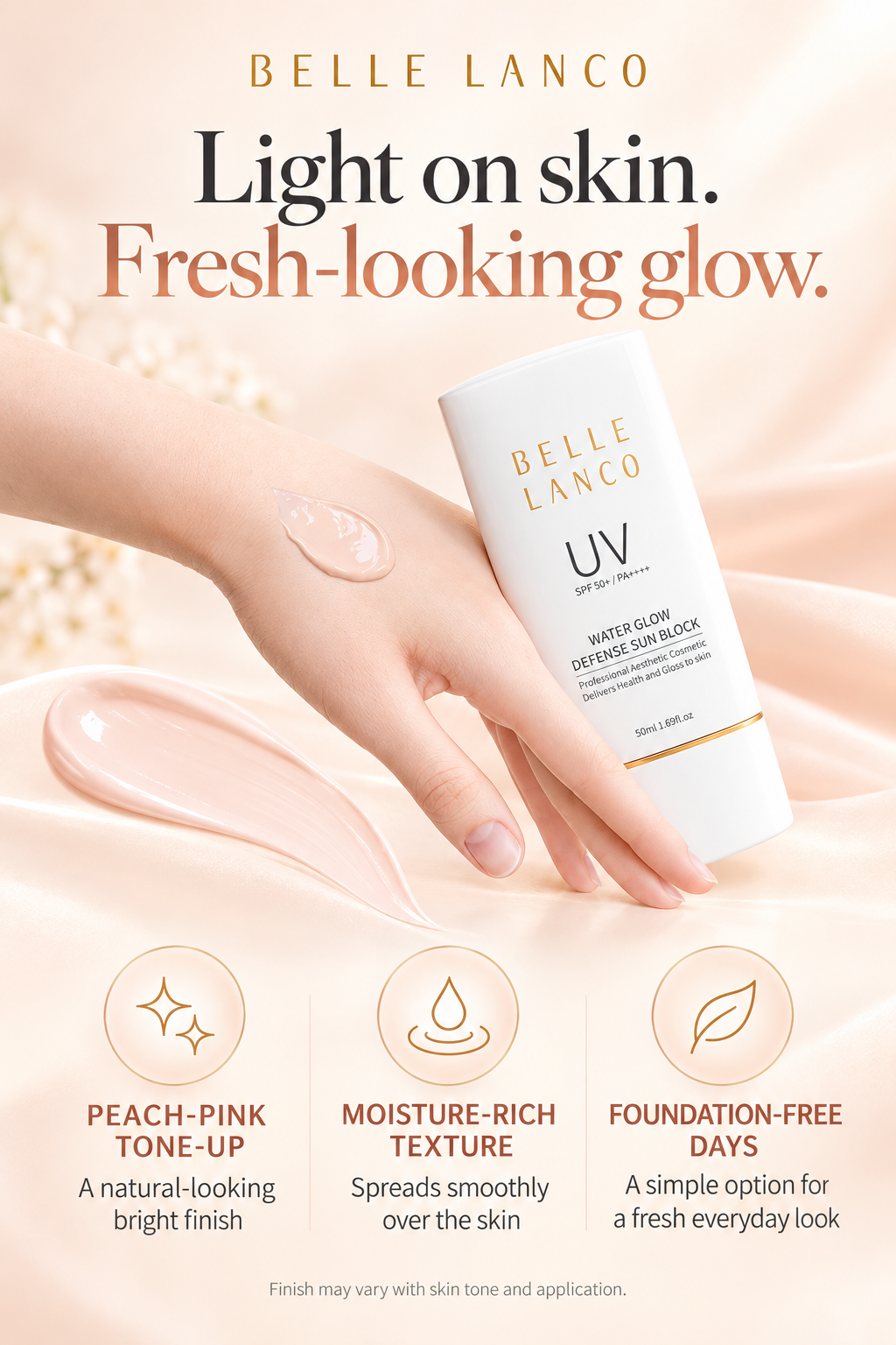 BELLE LANCO Water Glow Defense Tone-Up Sunscreen SPF50+ PA++++ 50ml × 2