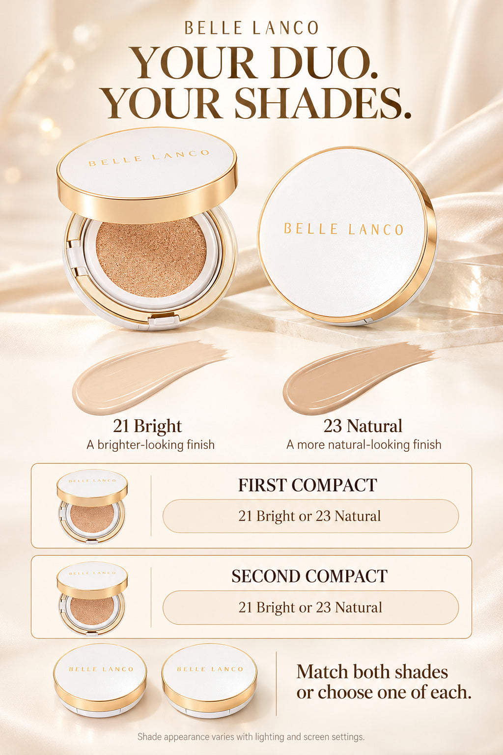 BELLE LANCO High Cover Pure Cushion Duo – 2 Compacts