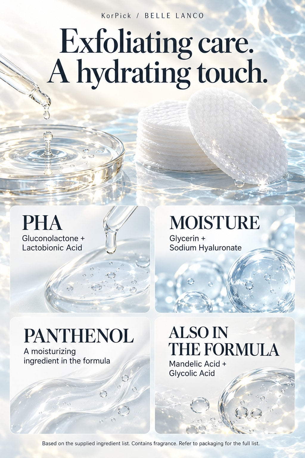 BELLE LANCO Watertox Peeling Pad Duo – 80 Pads + 2 × 10ml Essence