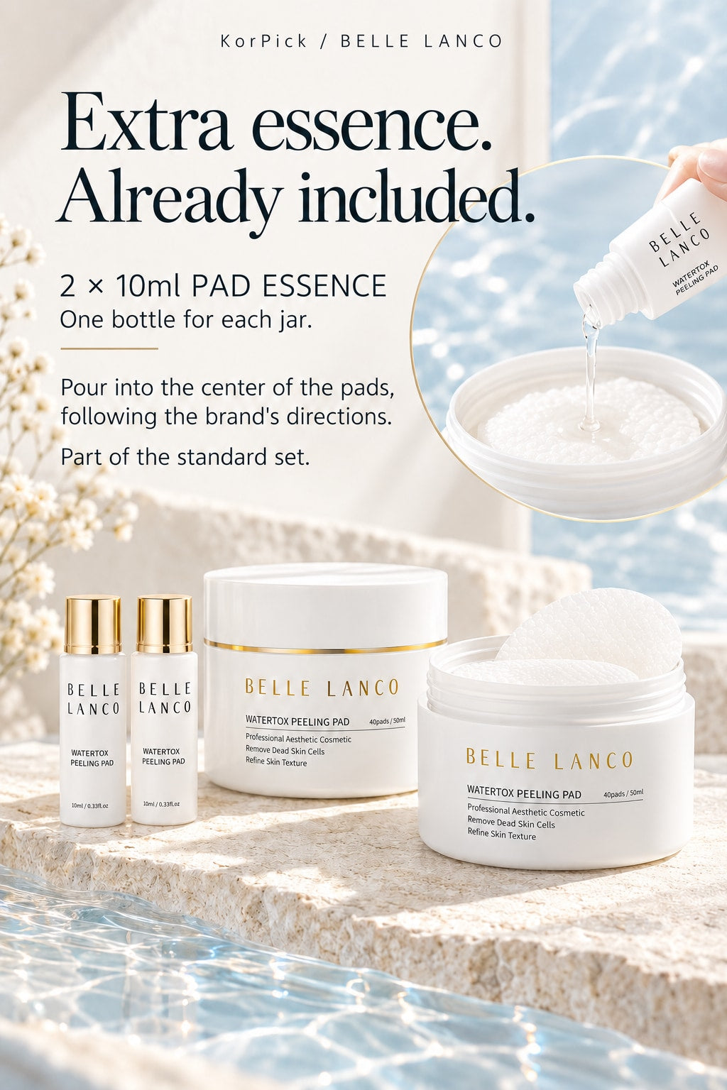 BELLE LANCO Watertox Peeling Pad Duo – 80 Pads + 2 × 10ml Essence