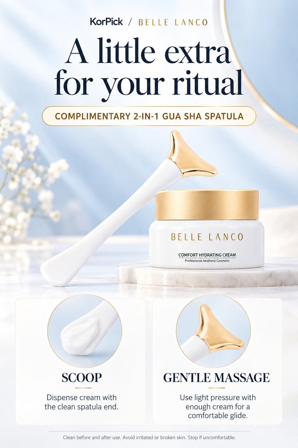 BELLE LANCO Comfort Hydrating Azulene Cream Duo | 2 × 50 ml + Complimentary Gua Sha Spatula