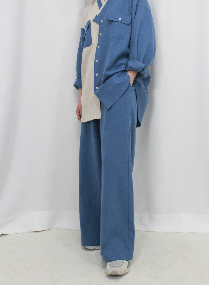 Korean Modern Hanbok Wide-Leg Cotton Linen Pants | Unisex