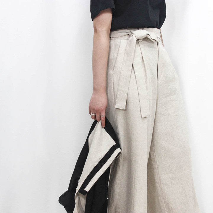 Korean Modern Hanbok Wide-Leg Cotton Linen Pants | Unisex