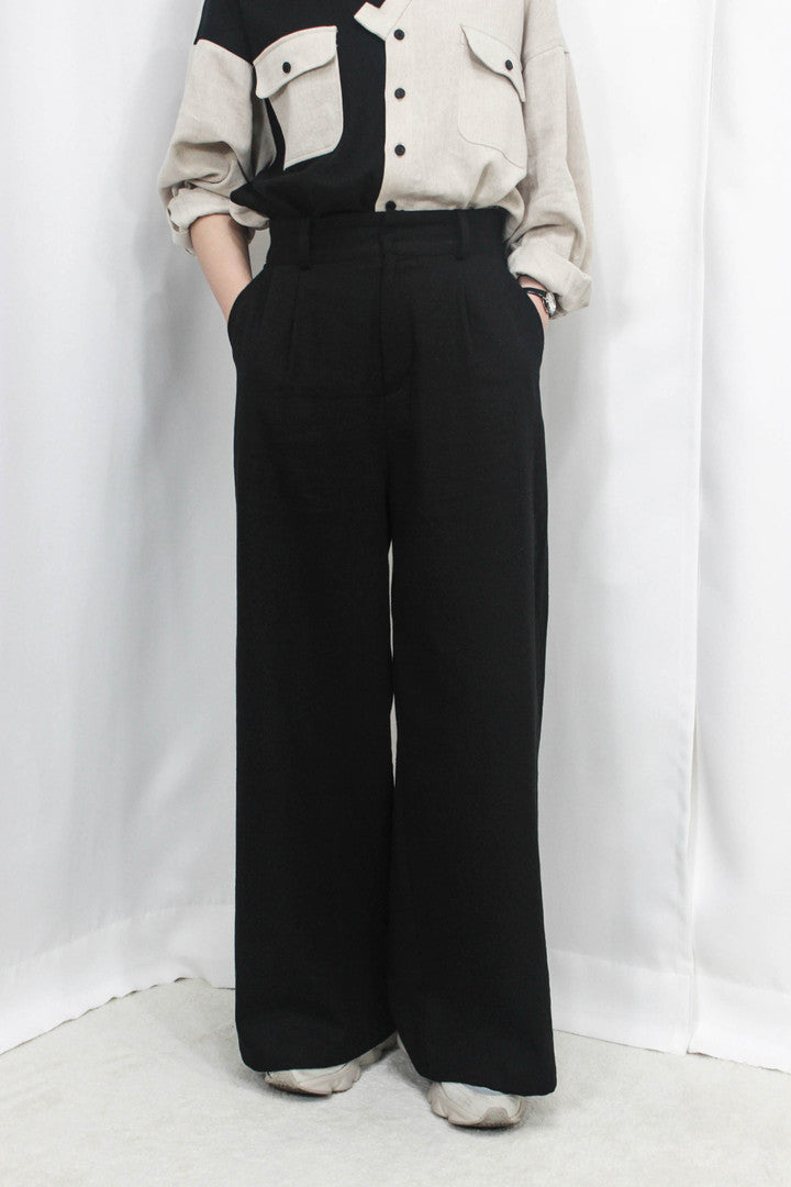 Korean Modern Hanbok Wide-Leg Cotton Linen Pants | Unisex