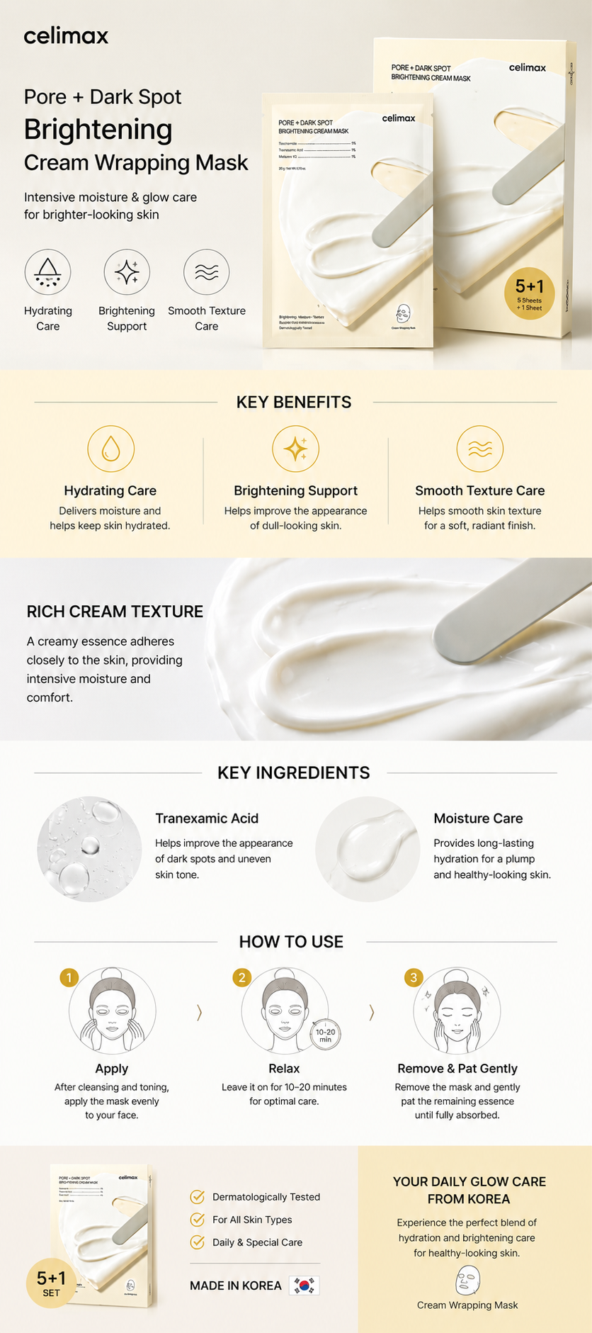 Celimax Pore + Dark Spot Brightening Cream Wrapping Mask (5+1 Set)