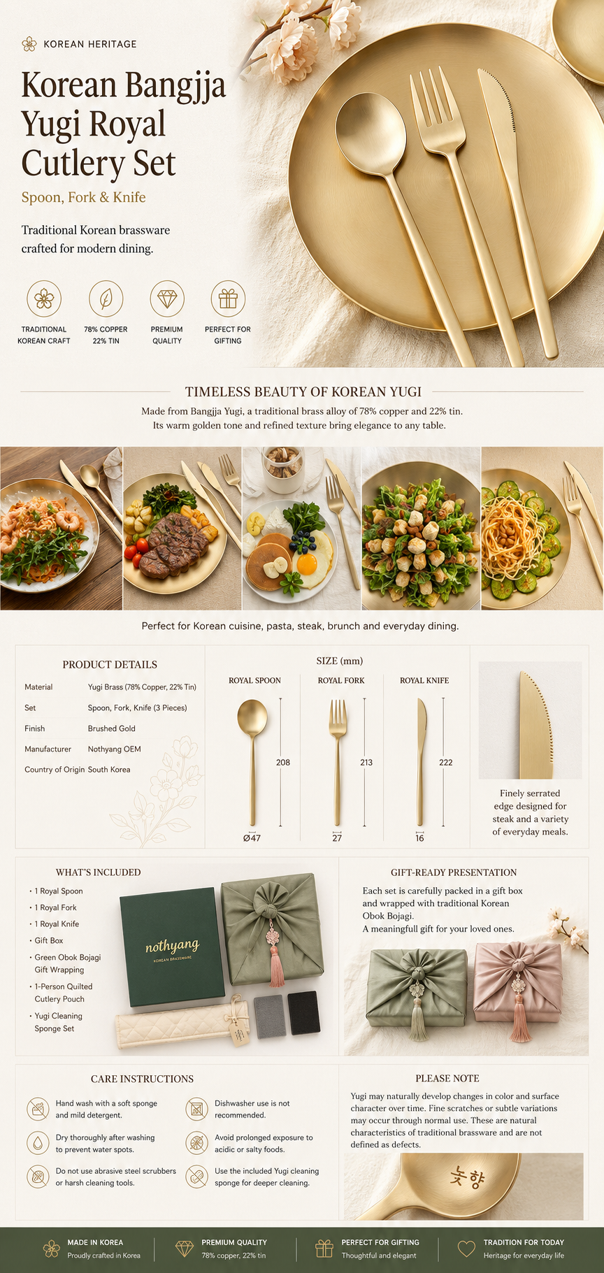 Korean Bangjja Yugi royal spoon fork and knife set