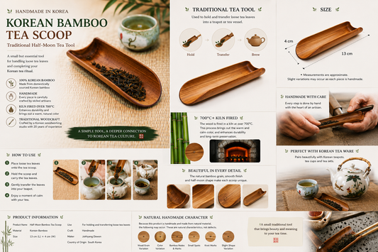 Handmade Korean bamboo tea scoop for loose leaf tea