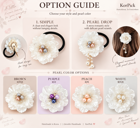Handmade Korean Floral Hair Ornament | Pearl Hair Accessory