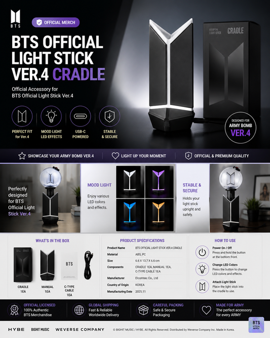 BTS Official Light Stick Ver.4 Cradle | ARMY Bomb Display Stand Official Merch