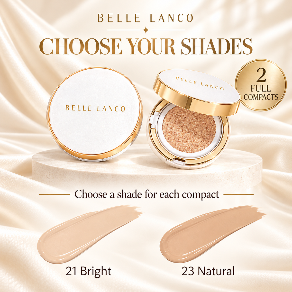 BELLE LANCO High Cover Pure Cushion Duo – 2 Compacts