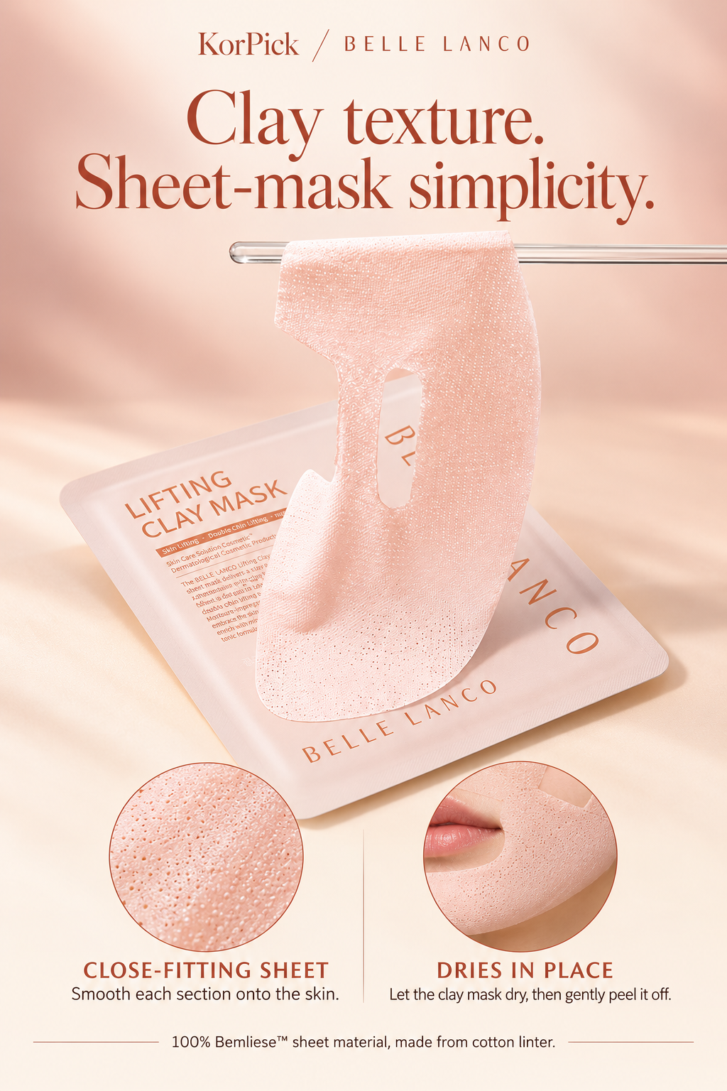 BELLELANCO Lifting Clay Mask 20g × 8 Masks | Korean Clay Sheet Mask