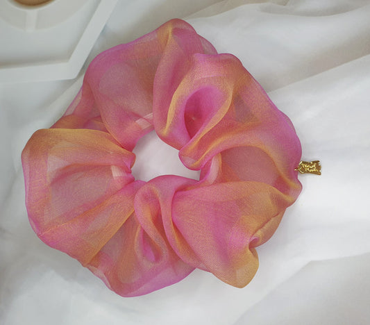 Handmade Hanbok Silk Two-Tone Scrunchie | Korean Hair Accessory